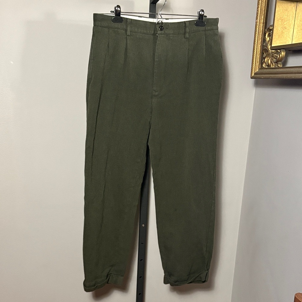 Nautica VINTAGE 34x30 Rigger Classic Fit Wool Blend Pants Olive Drab